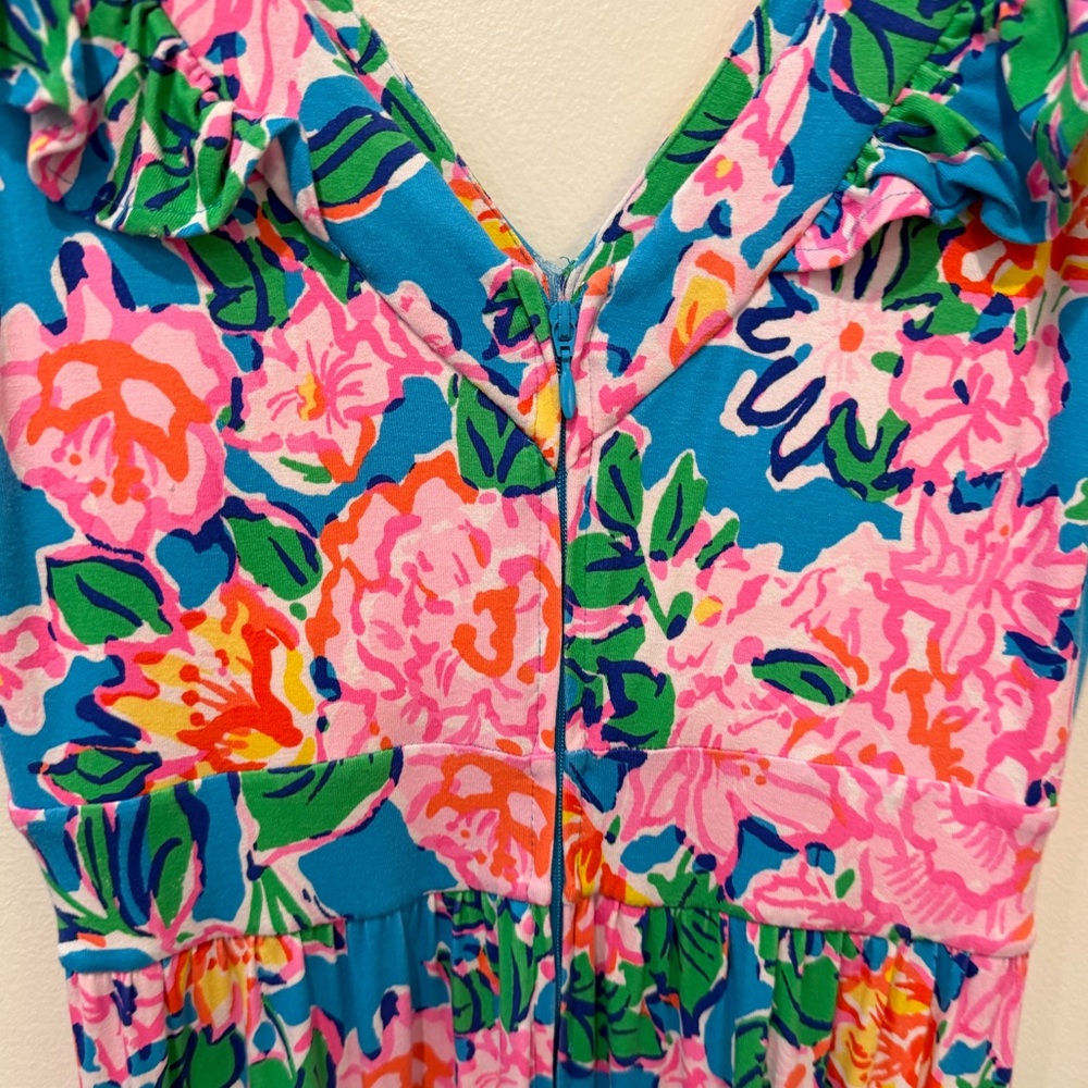 Lilly Pulitzer Turquoise Floral Maxi Dress with Pink & Green Accents - Picture 4 of 5
